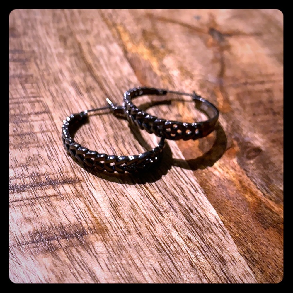 Dark silver hoops